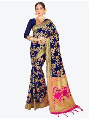 Navy Blue Banarasi Art Silk Designer Saree small FABSA20514