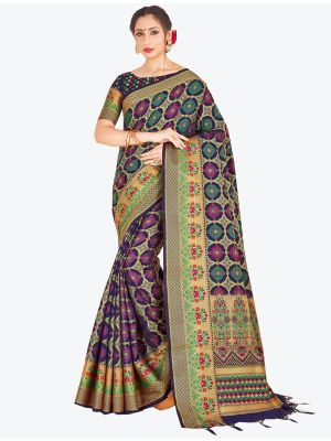 Navy Blue Banarasi Art Silk Designer Saree small FABSA20522