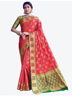 Pink Banarasi Silk Designer Saree small FABSA20476
