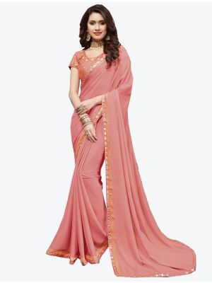 Pink Georgette Designer Saree small FABSA20425
