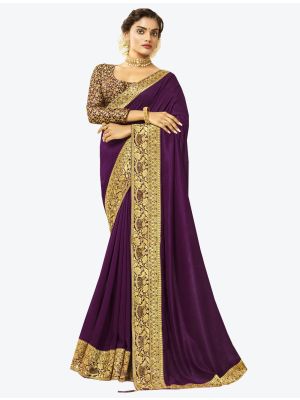 Purple Art Silk Designer Saree small FABSA20530
