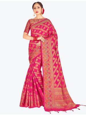 Rani Pink Banarasi Art Silk Designer Saree small FABSA20533