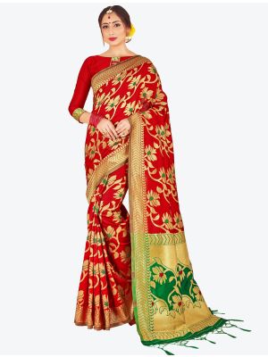 Red Banarasi Art Silk Designer Saree small FABSA20519