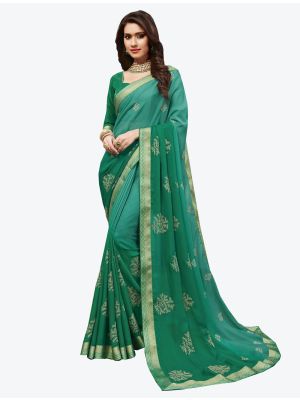 Sea Green Chiffon Designer Saree small FABSA20433
