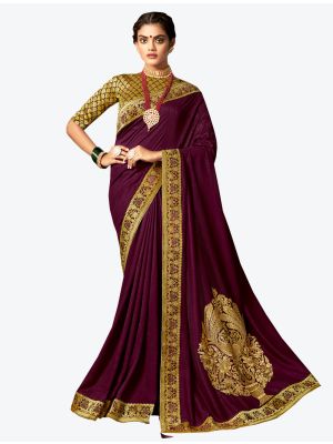 Wine Art Silk Designer Saree small FABSA20508
