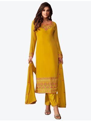 Yellow Georgette Straight Suit with Dupatta small FABSL20174