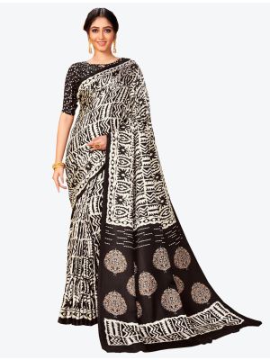 Black and White Pashmina Designer Saree small FABSA20602