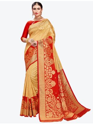 Cream Banarasi Art Silk Designer Saree small FABSA20560