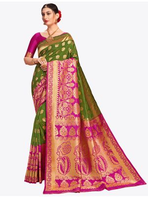 Green Banarasi Art Silk Designer Saree small FABSA20563