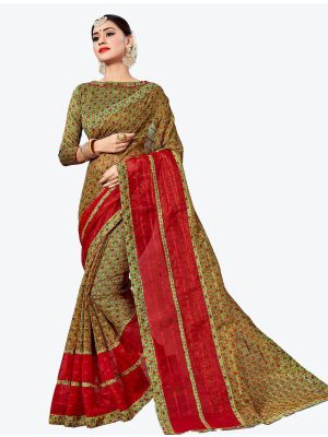 Green Kota Silk Designer Saree small FABSA20630