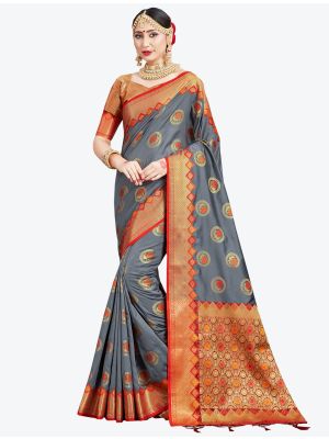 Grey Banarasi Art Silk Designer Saree small FABSA20553