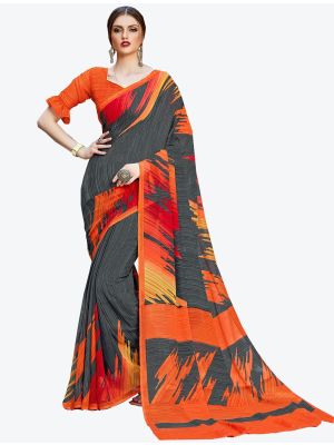 Grey Georgette Designer Saree small FABSA20586