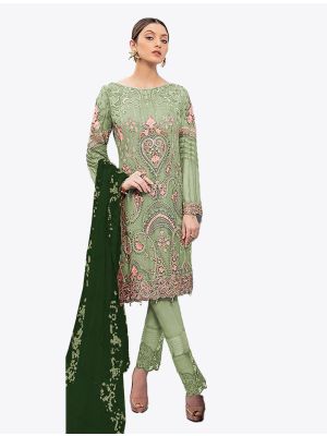 Light Green Georgette Straight Suit with Dupatta small FABSL20210