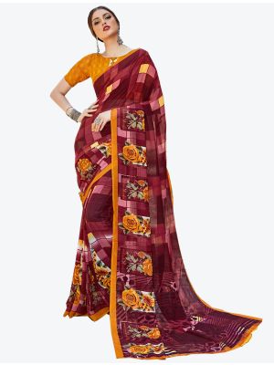 Maroon Georgette Designer Saree small FABSA20590