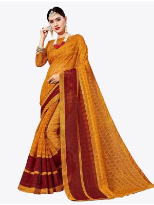 Mustard Yellow Kota Silk Designer Saree small FABSA20631
