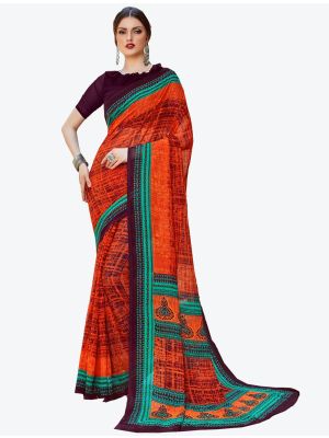 Orange Georgette Designer Saree small FABSA20592