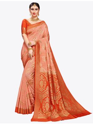 Peach Banarasi Art Silk Designer Saree small FABSA20565