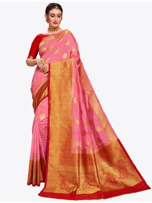 Pink Banarasi Art Silk Designer Saree small FABSA20562