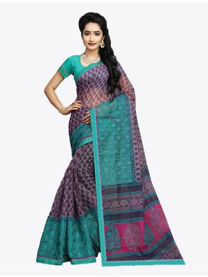 Purple Kota Silk Designer Saree small FABSA20613