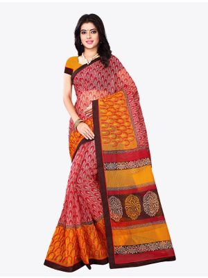 Red Kota Silk Designer Saree small FABSA20614