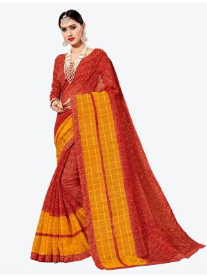 Red Kota Silk Designer Saree thumbnail FABSA20633