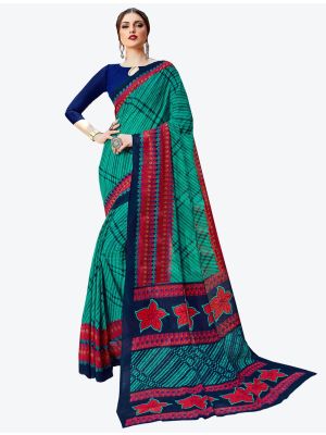 Sea Green Georgette Designer Saree small FABSA20591