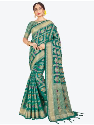 Teal Green Banarasi Art Silk Designer Saree small FABSA20555