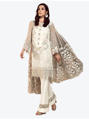 White Georgette Pakistani Suit with Dupatta small FABSL20218