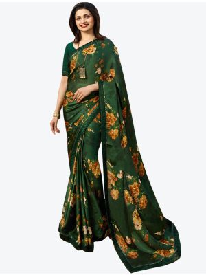 Bottle Green Soft Georgette Designer Saree FABSA20988