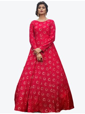 dark pink georgette designer gown   fabgo20062