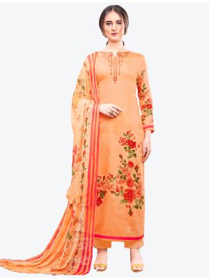 Orange Jam Satin Straight Suit with Dupatta small FABSL20407
