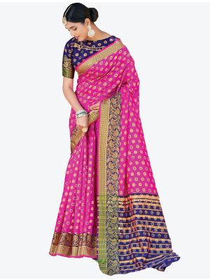 Pink Handloom Silk Designer Saree small FABSA20977