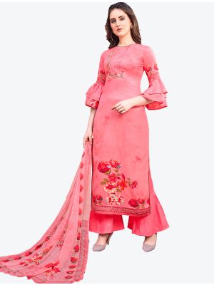Rani Pink Jam Satin Straight Suit with Dupatta small FABSL20411