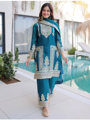 Rama Blue Fendi Silk Ready To Wear Salwar Kameez FABSL22412