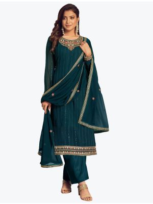 Rama Green Blooming Faux Georgette Designer Palazzo Suit FABSL20826