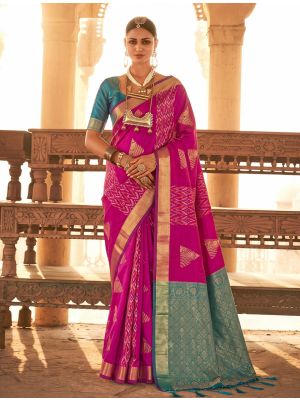 Rani Pink Soft Art Silk Saree With Gold Zari Weaving