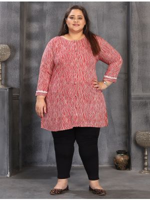 red rayon casual wear plus size kurti fabku21160
