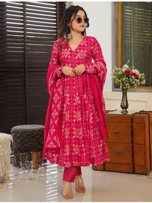 Reddish Pink Muslin Elegant Readymade Salwar Kameez FABSL21977