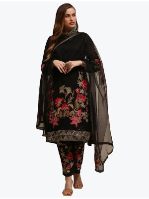 Rich Black Premium Georgette Party Wear Designer Palazzo Suit small FABSL20838