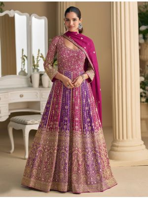 Rich Magenta Georgette Premium Ready To Wear Anarkali Suit small FABSL22455