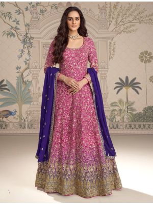 Rich Pink Georgette Premium Ready To Wear Anarkali Suit small FABSL22467