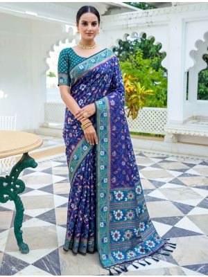 Royal Blue Banarasi Art Silk Saree With Brocade-Style Weaving