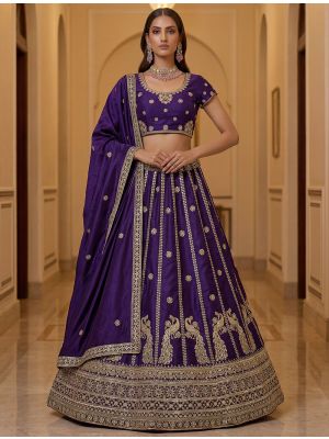Royal Indigo Art Silk Semi Stitched Lehenga Choli small FABLE20595