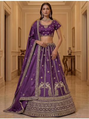 Royal Purple Art Silk Semi Stitched Lehenga Choli small FABLE20594