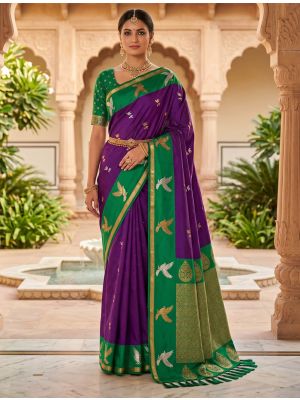 Royal Purple Art Silk Traditional Pattern Zari Woven Saree