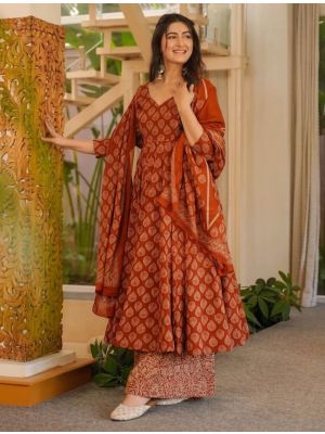 Rust Cotton Silk Ready To Wear Salwar Kameez FABSL22489