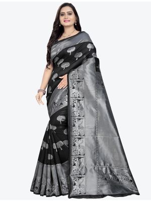 Black Banarasi silk Designer Saree thumbnail FABSA20785