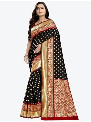 Black Banarasi Silk Designer Saree thumbnail FABSA20802