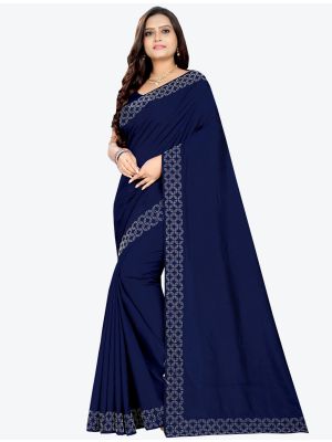 Blue Vichitra Silk Designer Saree small FABSA20778