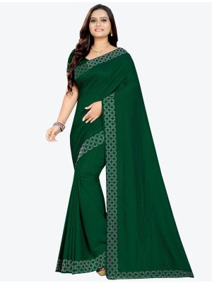Green Vichitra Silk Designer Saree small FABSA20776